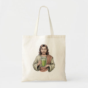 Tote Bag Jésus tenant un boisson verte Matcha chrétien