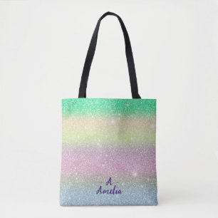 Tote Bag Jeté de licorne pailleté monogramme Moderne Minima