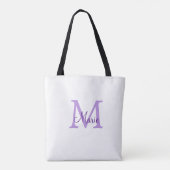 Tote Bag jeté simple minimal ajouter nom monogramme rose ro (Dos)