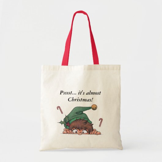 Tote Bag Jeter un coup d'oeil Noël Elf (Devant)