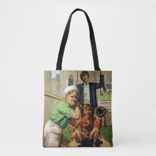 Tote Bag Jeu de baseball vintage, enfant garçon joueur de s