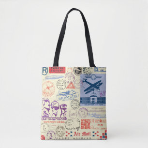 Tote Bag Jeu de décors de tampon de document vintage