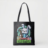 Tote Bag Jeu de pixels de lapin de Pâques heureux  (Devant)