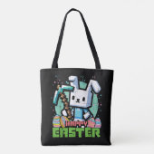 Tote Bag Jeu de pixels de lapin de Pâques heureux  (Dos)