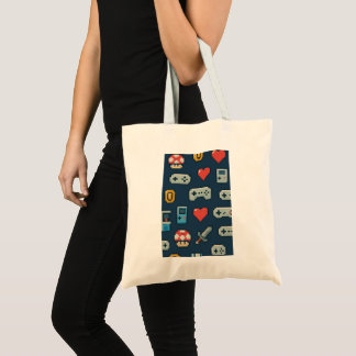 Tote Bag Jeu de style 8 bits Retro Pixel Gamer Icons