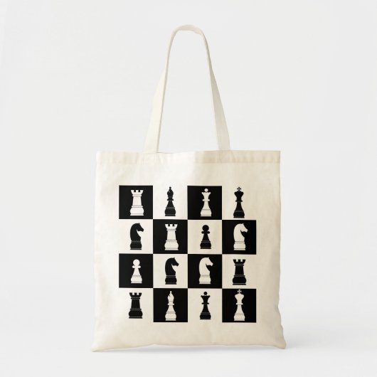 Tote Bag Jeu D'Échecs Noir Et Blanc Classique Chiffres Moti (Devant)