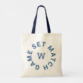 Tote Bag Jeu Set Match Monogramme Bleu Initial Tennis (Dos)