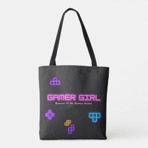 Tote Bag Jeu sur neon rose, vert, vidéo gamer