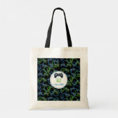 Tote Bag Jeu vidéo Neon Blue & Green Motif Monogramme (Dos)