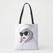 Tote Bag Jeune fille Red Lips lunettes de soleil Casquette  (Devant)