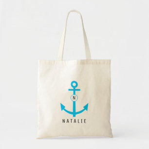Tote Bag Jeune mariée bleue de monogramme de marine de