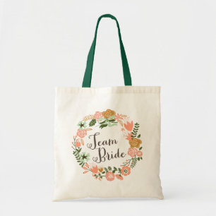 Tote Bag Jeune mariée florale botanique d'équipe de