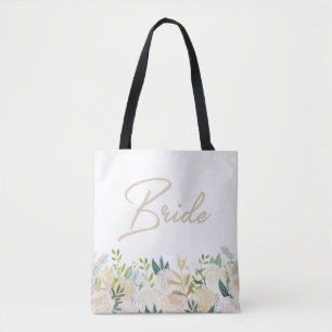Tote Bag JEUNE MARIÉE l'épousant florale de blanc de