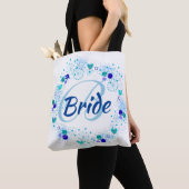 Tote Bag Jeune mariée ma quelque chose monogramme bleu (De près)