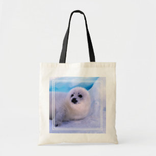 Tote Bag Jeune phoque de la harpe recouvert de flocons de n