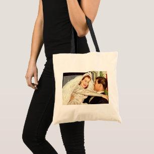 Tote Bag Jeunes mariés de mariage vintage, heureuse mariée