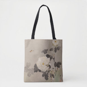 Tote Bag Jeunes oiseaux et papillon aux roses par Seitei