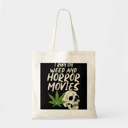 Tote Bag J'Exécute Des Films D'Horreur D'Herbe Crâne Drôle (Devant)