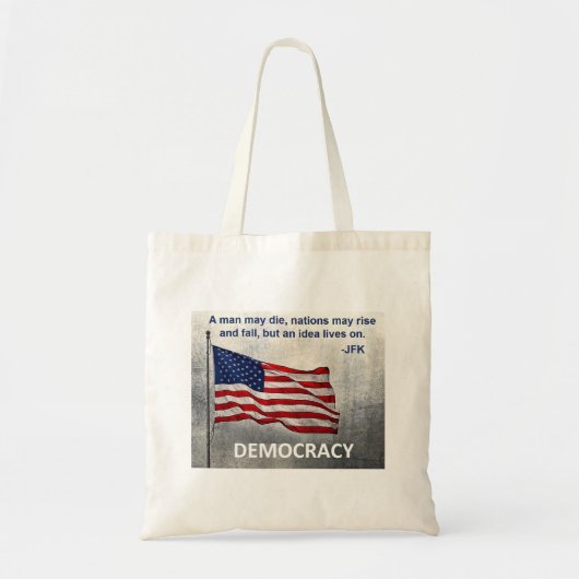 Tote Bag JFK Citation Démocratie Drapeau américain Design (Devant)