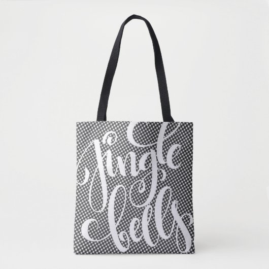 Tote Bag Jingle Bells Black White Buffalo Plaid Tartan Xmas (Devant)