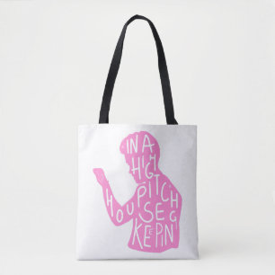 Tote Bag JJs silhouette housekeeping quote in pastel pink