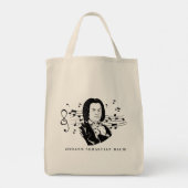 Tote Bag Johann Sebastian Bach Portrait et buste avec notes (Dos)