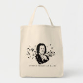 Tote Bag Johann Sebastian Bach Portrait et buste avec notes (Devant)
