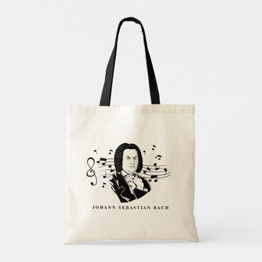 Tote Bag Johann Sebastian Bach Portrait et buste avec notes (Dos)