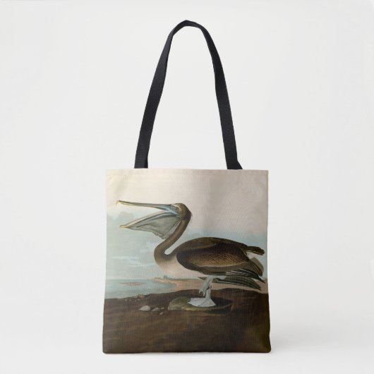 Tote Bag John James Audubon Peinture Pélicane Brown (Devant)