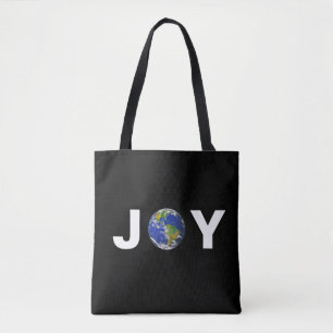 Tote Bag Joie de la terre moderne sur fond noir