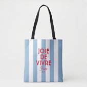 Tote Bag Joie De Vivre Paris French Blue Cabana Stripe (Devant)