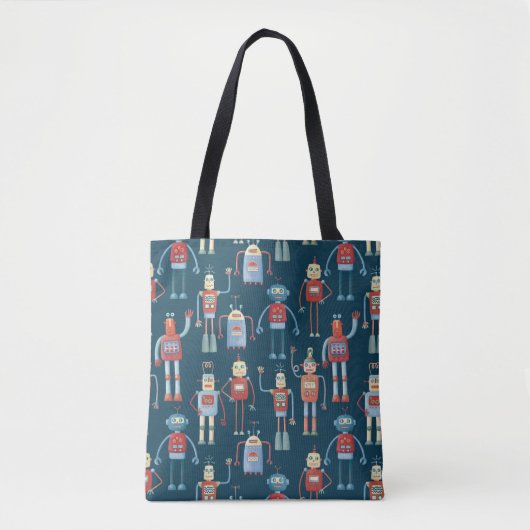 Tote Bag Joli 1950s Style Rétro Robot Motif foncé (Devant)