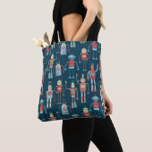 Tote Bag Joli 1950s Style Rétro Robot Motif foncé (De près)