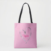 Tote Bag Joli Ado rose Tween fille élégant Monogramme (Devant)