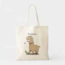 Joli alpaga joyeux avec dessin animé de papillon
