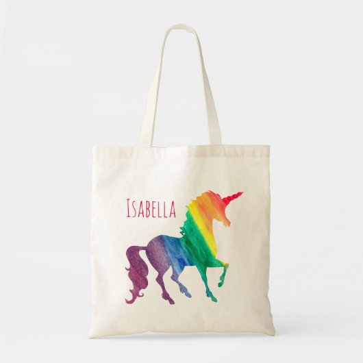 Tote Bag Joli amusement d'enfants d'arc-en-ciel de licorne (Devant)