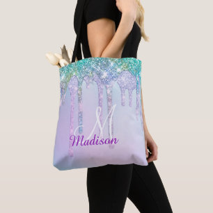 Tote Bag Joli Aqua Turquoise Unicorn Parties scintillant Dr
