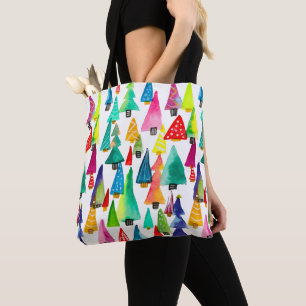 Tote Bag Joli aquarelle arbres de Noël