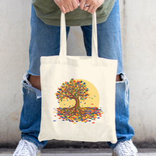Tote Bag Joli Arbre Arc-en-Ciel Automne Thanksgiving