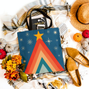 Tote Bag Joli Arbre de Noël Rétro Groovy Merry & Bright