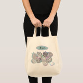 Tote Bag Joli art doodle pastel rose et bleu, votre nom (Devant (produit))
