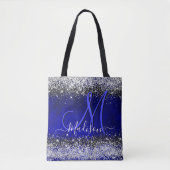 Tote Bag Joli bleu royal argent faux parties scintillant mo (Devant)