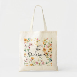 Tote Bag Joli Boho Orange rose Aquarelle Fleurs sauvages