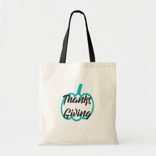 Tote Bag Joli Bon thanksgiving texte avec Citrouille mignon (Devant)