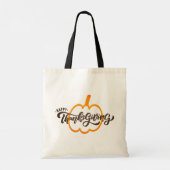 Tote Bag Joli Bon thanksgiving texte avec Citrouille mignon (Dos)