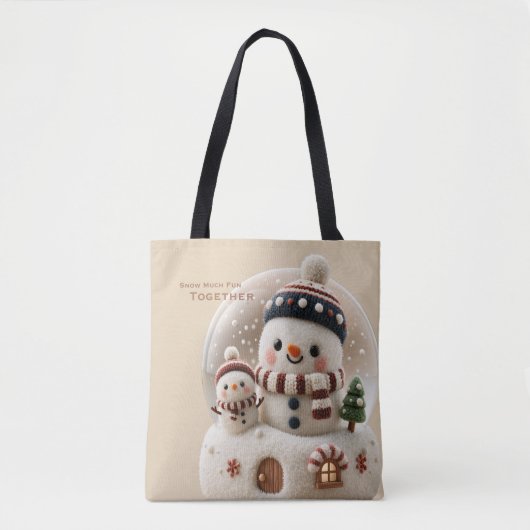 Tote Bag Joli Bonhomme de Neige en Feutre dans un Flacon (Devant)