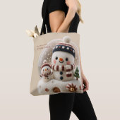 Tote Bag Joli Bonhomme de Neige en Feutre dans un Flacon (De près)