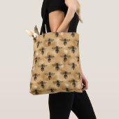 Tote Bag Joli Brown miel Motif abeille (De près)