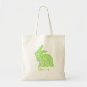 Tote Bag Joli Bunny de Pâques Enfants Nom vert