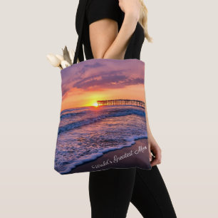 Tote Bag Joli California Beach Pier Sunset